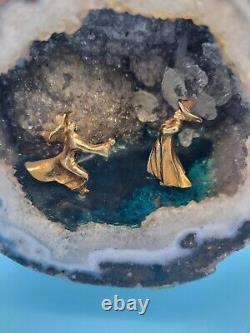 Quartz Geode Crystal Rock with Scene of Play Figurines inside of it Cool Piece