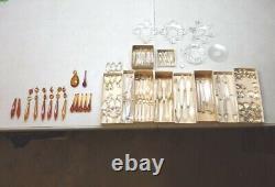 RARE 104 Piece Chandelier Crystal Prism Collection With Bobeches Clear Amber Pcs
