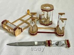 RARE Swarovski Crystal Executive 4 Piece Gold Desk Set Signed SWAROVSKI