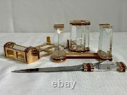 RARE Swarovski Crystal Executive 4 Piece Gold Desk Set Signed SWAROVSKI