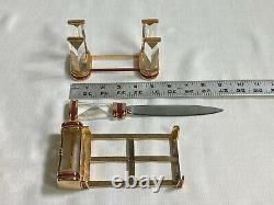 RARE Swarovski Crystal Executive 4 Piece Gold Desk Set Signed SWAROVSKI