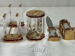 RARE Swarovski Crystal Executive 4 Piece Gold Desk Set Signed SWAROVSKI