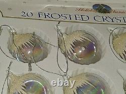 RARE Vintage Iridescent frosted Crystal Globes Ornaments set Of 20 Pieces