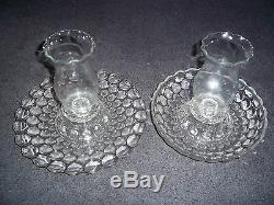 Rare Antique Glass Crystal Hurricane Candle Holder Lamps 6 Piece Set