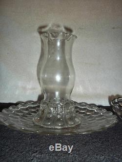 Rare Antique Glass Crystal Hurricane Candle Holder Lamps 6 Piece Set