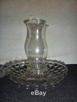 Rare Antique Glass Crystal Hurricane Candle Holder Lamps 6 Piece Set