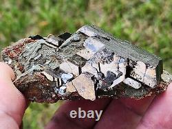 Rare, Fine, Lustrous Brassy Pyrrhotite Crystals, Minor Galena, Siderite, Dalnegorsk