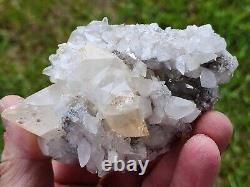 Rare, Superb, Pale Yellow-white Glassy Luster Calcite Crystals, Elmwood