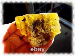 Rare Yellow Fluorite Pyrite Crystal Cluster Piece