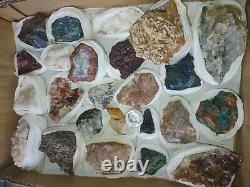 Rare minerals Flat Box of 24 pieces of high quality for Collection, 3.5 Lb