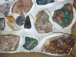 Rare minerals Flat Box of 24 pieces of high quality for Collection, 3.5 Lb