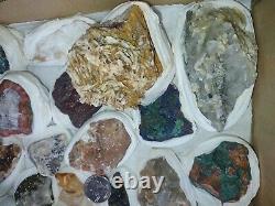 Rare minerals Flat Box of 24 pieces of high quality for Collection, 3.5 Lb