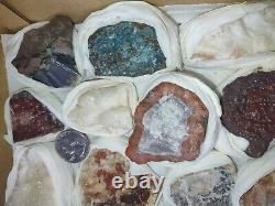 Rare minerals Flat Box of 24 pieces of high quality for Collection, 3.5 Lb