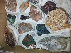 Rare minerals Flat Box of 24 pieces of high quality for Collection, 3.5 Lb
