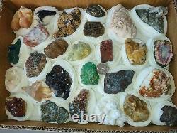 Rare minerals Flat Box of 27 pieces of high quality for Collection, 4.5 Lb