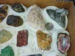 Rare minerals Flat Box of 27 pieces of high quality for Collection, 4.5 Lb