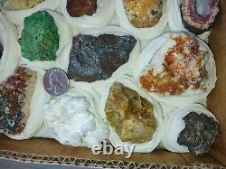 Rare minerals Flat Box of 27 pieces of high quality for Collection, 4.5 Lb