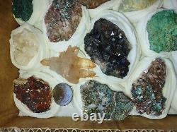 Rare minerals Flat Box of 27 pieces of high quality for Collection, 4.5 Lb