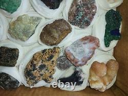 Rare minerals Flat Box of 27 pieces of high quality for Collection, 4.5 Lb