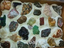 Rare minerals Flat Box of 27 pieces of high quality for Collection, 4.5 Lb