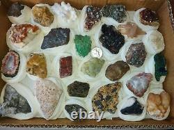 Rare minerals Flat Box of 27 pieces of high quality for Collection, 4.5 Lb