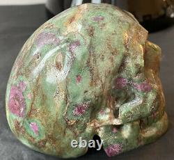 Raven Carved Ruby Fuchsite 769g Crystal Skull Carve Rare Piece
