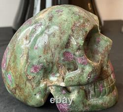 Raven Carved Ruby Fuchsite 769g Crystal Skull Carve Rare Piece