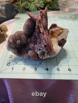 Red and Black Amethyst with Agate and Calcite Crystal Statement Piece