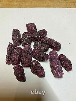 Ruby Crystal Gemstone Natural Raw Lot of Fourteen Piece Specimens 777