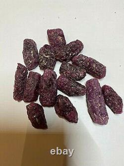 Ruby Crystal Gemstone Natural Raw Lot of Fourteen Piece Specimens 777