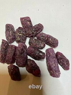 Ruby Crystal Gemstone Natural Raw Lot of Fourteen Piece Specimens 777