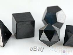 SHUNGITE Platonic Solids 5 Piece Sacred Geometry Crystal Set Healing E0307