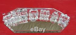 SWAROVSKI CRYSTAL MINI TRAIN SET 6 PIECES WithTRACK MIRROR LOCOMOTIVE TENDER WAGON