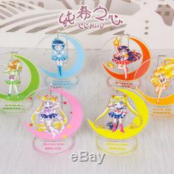 Sailor Moon Standing Acrylic Holder Keychain Cute Cartoon Crystal 13 pieces Set
