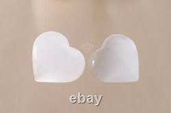 Selenite Crystal Heart Palm Stone Reiki Healing Cleanse Pocket Puffy Heart Stone