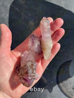 Shaangan amethyst crystal lot 3 pieces, amethyst crystal, smoky quartz