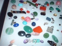 Showcase with Many Various Semi-Precious CA. 150 Piece #5419