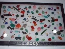 Showcase with Many Various Semi-Precious CA. 150 Piece #5419