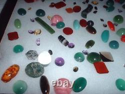 Showcase with Many Various Semi-Precious CA. 150 Piece #5419