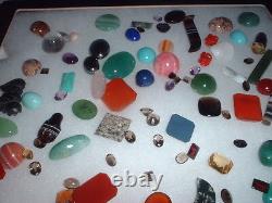 Showcase with Many Various Semi-Precious CA. 150 Piece #5419