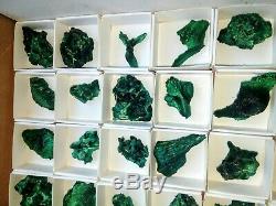 Silky Malachite flat of 63pieces small boxes