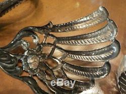 Silver Plated & Crystal Swans Condiment Set-8 pieces/Elegant Tableware