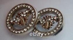Six Gucci BUTTON silver 17 mm 0,7 inch Crystals 6 pieces
