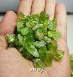 Small sized Gemmy peridot rough with nice crystallization in most pieces 620 g