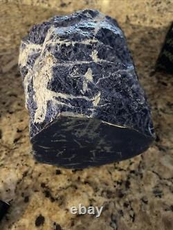 Sodalite Chunk. Large piece. 3339.0 grams 7 lbs 5.78 oz. Hole drilled