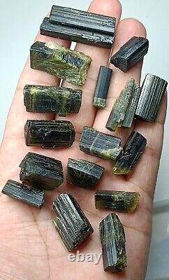 Stak Nala (Green Cap) Tourmaline Terminated Crystals. 29 pieces lot Pakistan