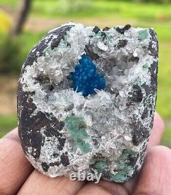 Standing Piece Cavansite In Heulandite Geode Crystal And Mineral Specimens
