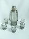 Stunning German Art Deco Cocktail Shaker Set Heavy Crystal Glass 6 Pieces