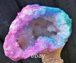 Stunning Large Heavy Unicorn Aura Quartz Geode Piece, Healing Crystal