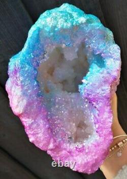 Stunning Large Heavy Unicorn Aura Quartz Geode Piece, Healing Crystal